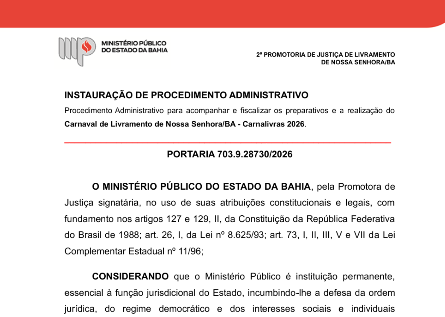 Ministério Público emite normas para fiscalizar o Carnalivras