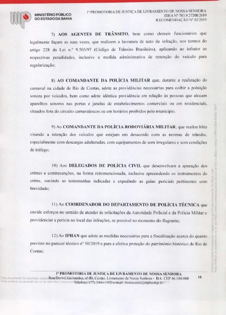 Ministério Público da Bahia faz recomendações em relação ao carnaval de Rio de Contas 