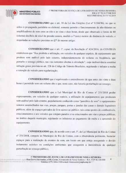 Ministério Público da Bahia faz recomendações em relação ao carnaval de Rio de Contas 
