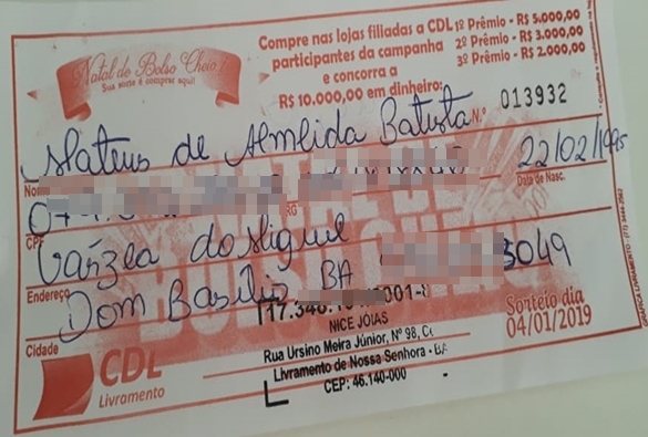 CDL Livramento realiza sorteio da promoção Natal de Bolso Cheio