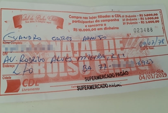 CDL Livramento realiza sorteio da promoção Natal de Bolso Cheio