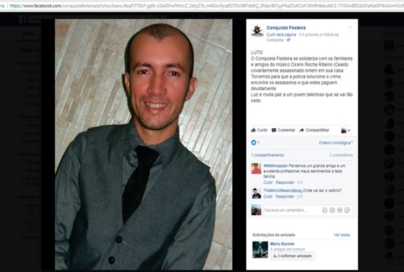 Músico é estrangulado e morto dentro de casa; instrumento que vítima vendia foi roubado