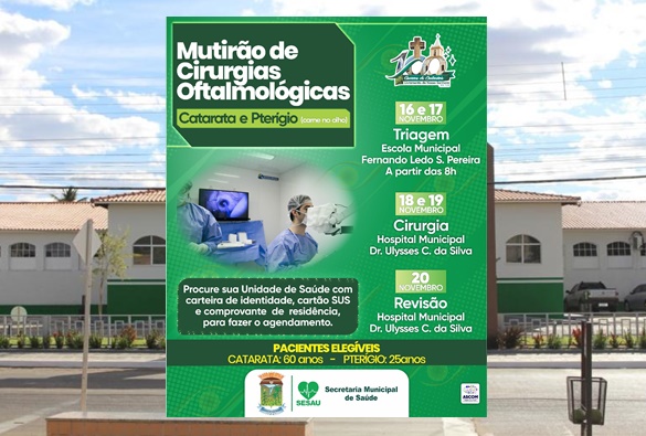 Mutirão de cirurgias oftalmológicas será realizado em Livramento