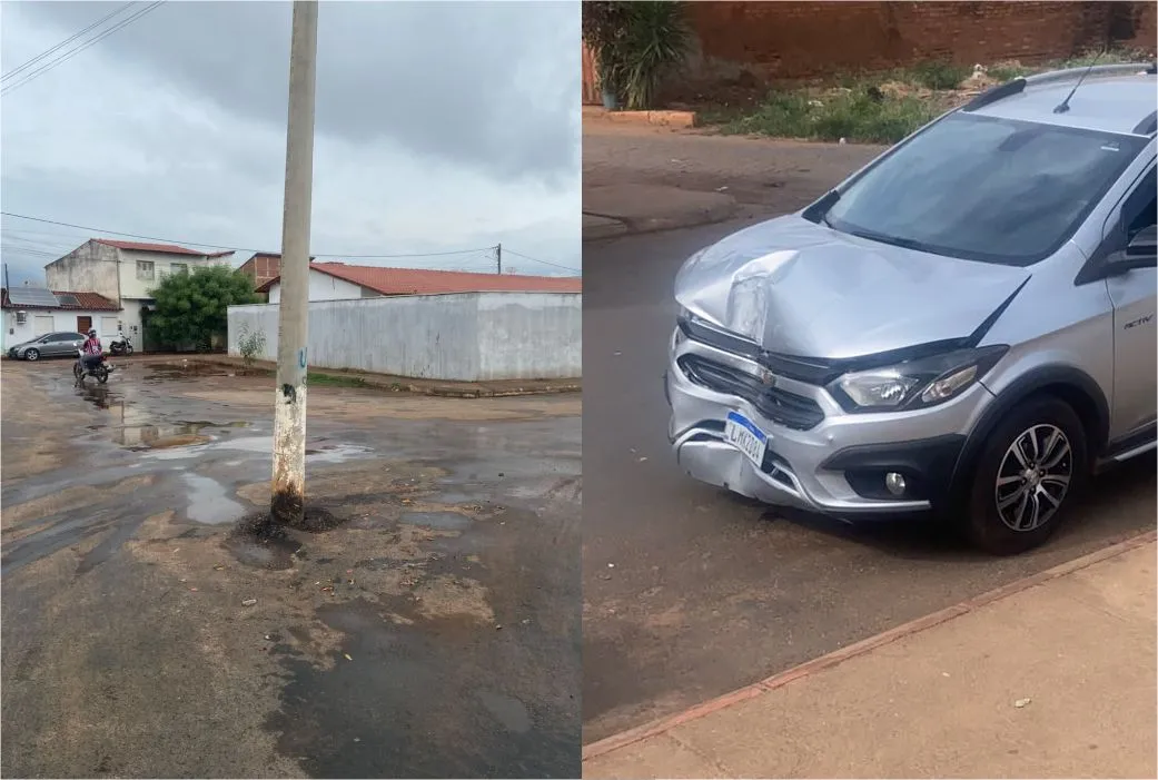 Perigo na pista: Poste irregular no bairro Taquari volta a causar acidente em Livramento de Nossa Senhora