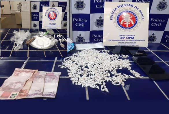 Homens são conduzidos a delegacia por tráfico de drogas