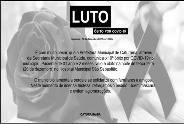 Bebê de 1 ano e 2 meses morre vítima de covid-19 em Caturama