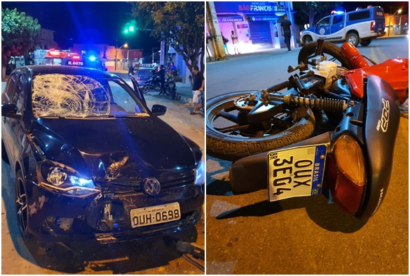 Colisão entre moto e carro deixa uma pessoa ferida em Livramento