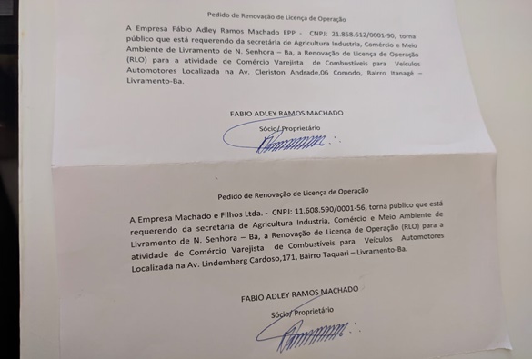 Pedidos de Renovação de Licença de Operação 