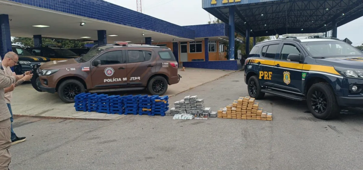PRF apreende 255 kg de drogas e cigarros eletrônicos, na BR-116, em Vitória da Conquista