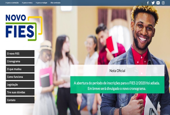 MEC adia inscrições para o Fies no segundo semestre