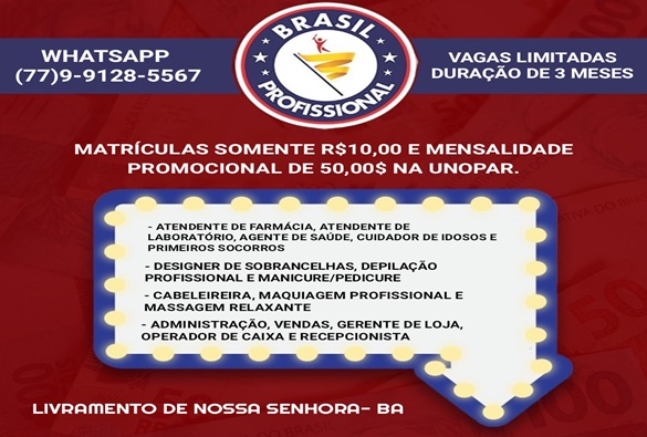 Cursos profissionalizantes em Livramento; saiba como participar