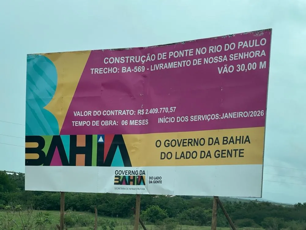 Prazo de entrega vence e obra da construção da Ponte do Rio do Paulo, em Livramento, não é entregue 