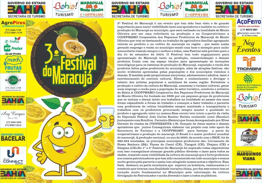 Monte Oliveira recebe o 3º Festival do Maracujá