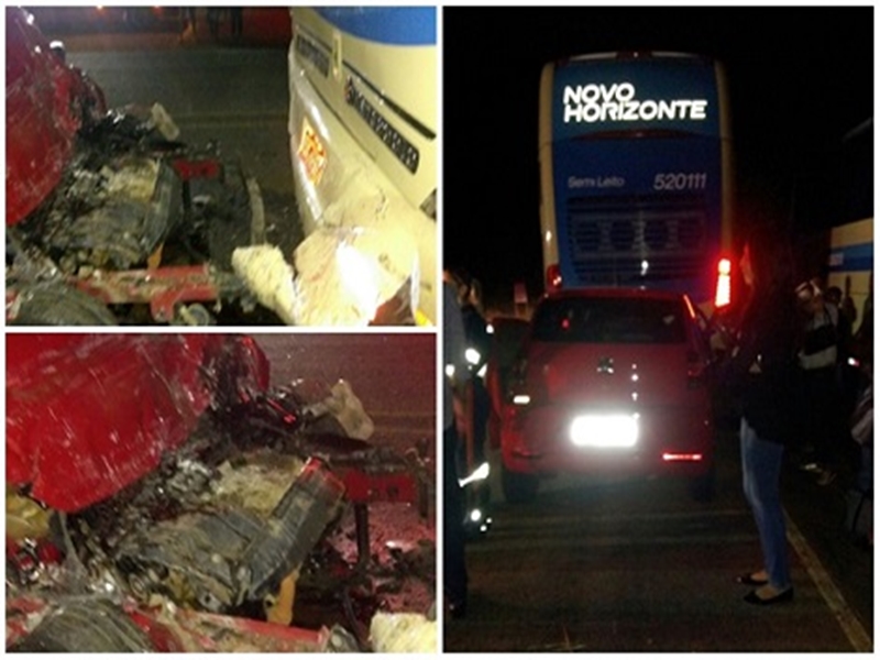 Acidente entre carro de passeio e ônibus da Novo Horizonte deixa uma vítima fatal